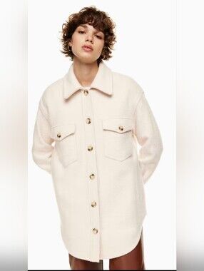 Aritzia Wilfred Free 100% Wool The Ganna Shirt Jacket in Heather Bone Sz S